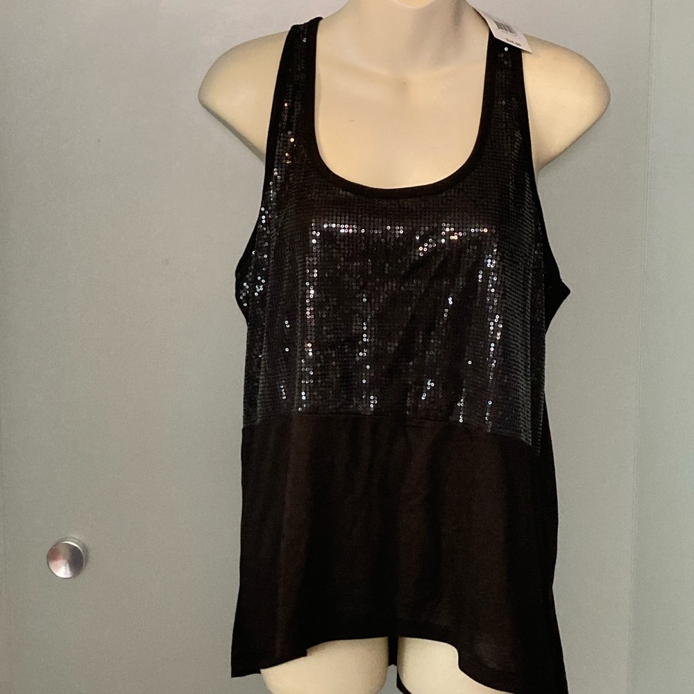 Kohl's Black Sequin Asymmetrical Tank Top